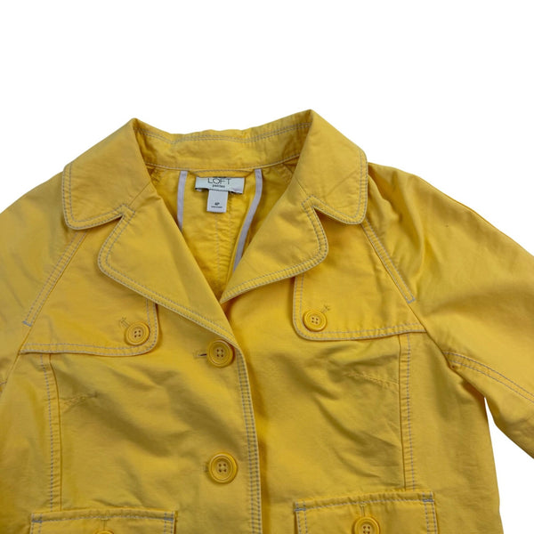 Ann Taylor Loft Womens Yellow Button Front Jacket With Pockets Size 4P