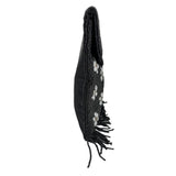 Handcrafted Women's Black Beaded Flowers Pattern Handbag Clutch Sz S