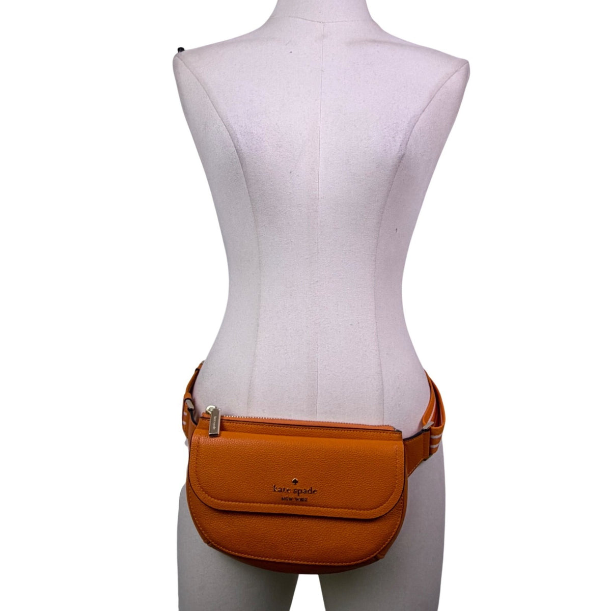 Kate Spade Women’s Orange Leather Adjustable Strap Stylish Pebbled Belt Bag
