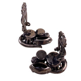 Black Crystal Womens Clip-On Earrings Dark Metal Vintage Style Elegant Sz S