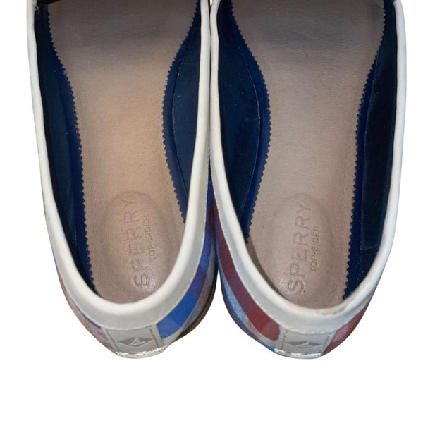 Sperry Women’s Red & Blue Plaid Saybrook Tassel Loafers Flat Shoes Size 9.5-New