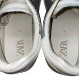 Zara Women’s Metallic Silver Faux Leather Low-Top Lace-Up Sneakers Size EU36/US6
