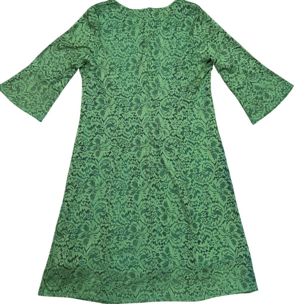Dennis Basso Womens Green Lace Dress Half Bell Sleeves Size 16