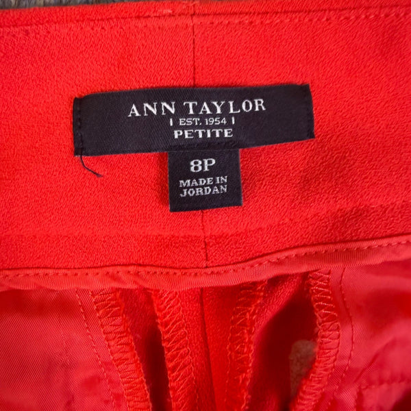 Ann Taylor Womens Red Petite Straight-Leg Pants Size 8P
