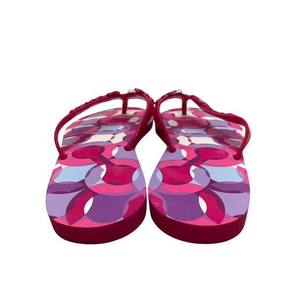 Coach Women’s Red & Purple Floral Rubber Kerrie Flip Flop Sandals Size 11B