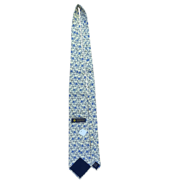 Smithsonian Mens Yellow & Blue 100% Silk Floral Pattern Neck Tie Unique Design