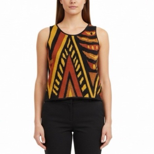 Anne Pinkerton Womens Multicolor Knit Tank Top Acrylic Nylon Bold Print Sz P/S