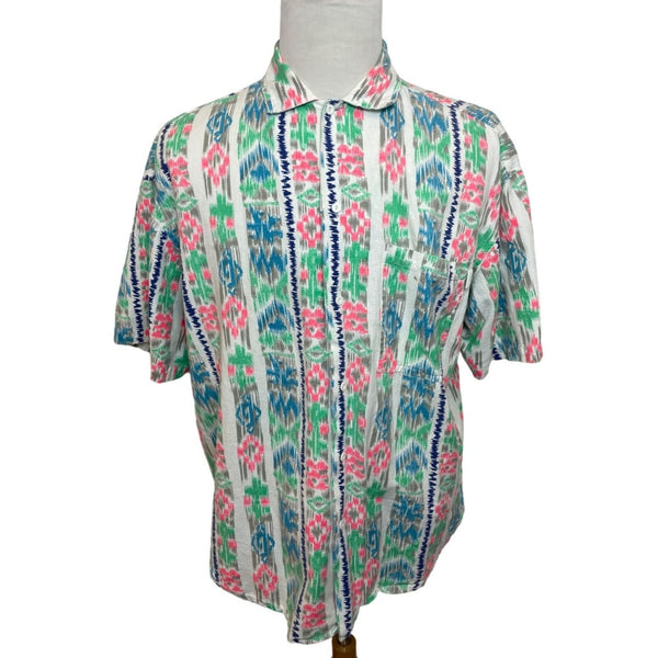 Vintage 90s Gotcha Men's Multicolor Short Sleeve Button Up Shirt Sz L