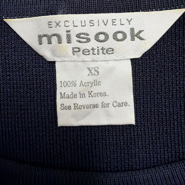 Exclusively Misook Womens Navy Acrylic Two-Piece Knit Top & Skirt Set Size XS P