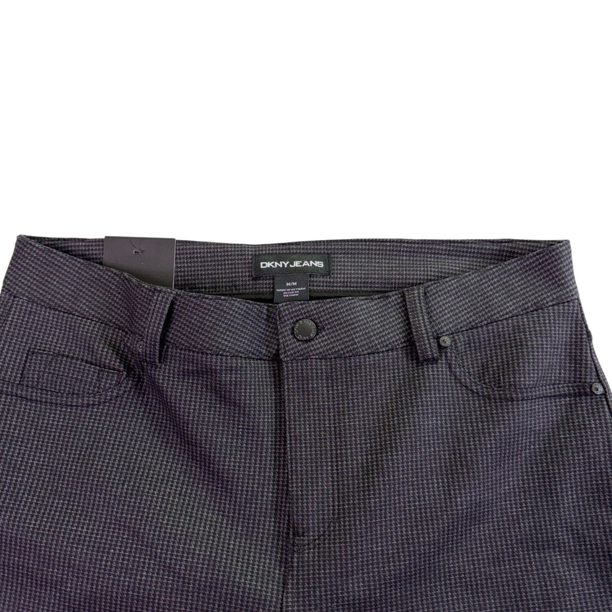 DKNY Jeans Womens Grey Houndstooth Polyester Blend Slim Fit Pants Medium Size M
