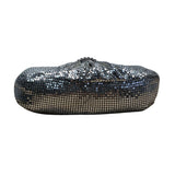 Vintage Silver Mesh Shoulder Bag With Rhinestone Accent & Chain Strap Evening Ha
