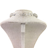Vintage Faceted Clear Crystal Bead Necklace Silver Tone Clasp