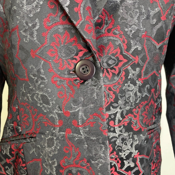 Classiques Entier Women's Black and Burgundy Floral Blazer Size 8 (EUR 38)