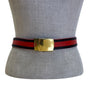 Vintage Red & Black Belt With Gold Buckle 37 in Long Adjustable Buckle