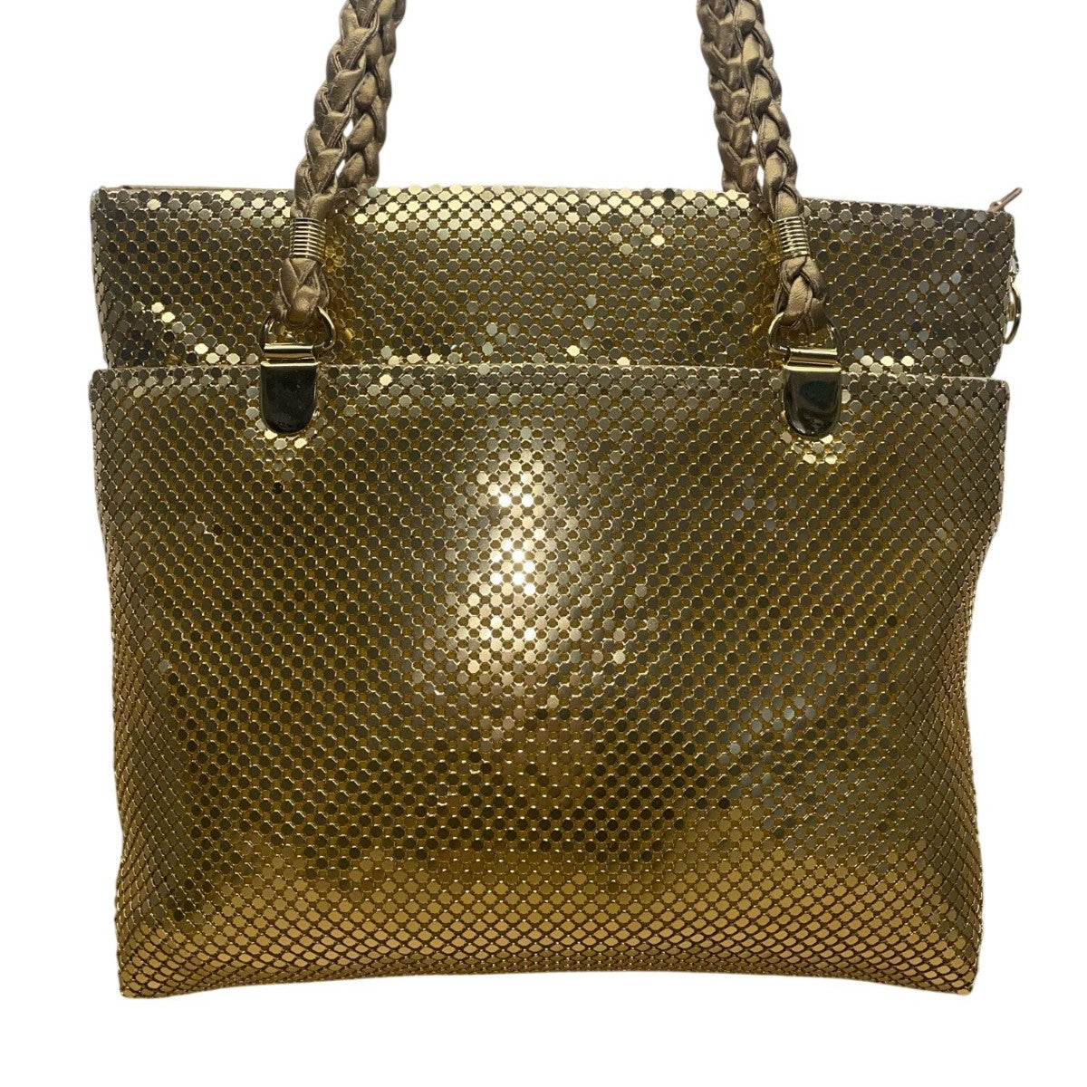Empire Orr Women’s Gold Metallic Mesh Double Strap Zip Closure Shoulder Bag