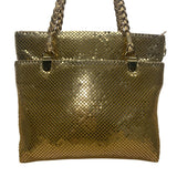 Empire Orr Women’s Gold Metallic Mesh Double Strap Zip Closure Shoulder Bag