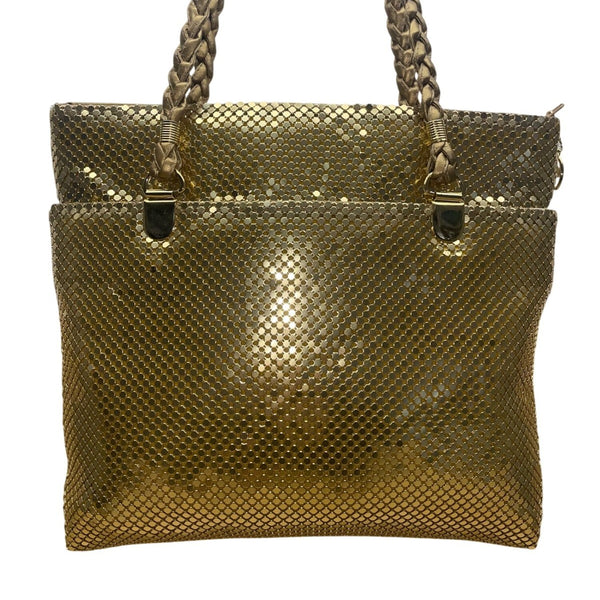 Empire Orr Women’s Gold Metallic Mesh Double Strap Zip Closure Shoulder Bag