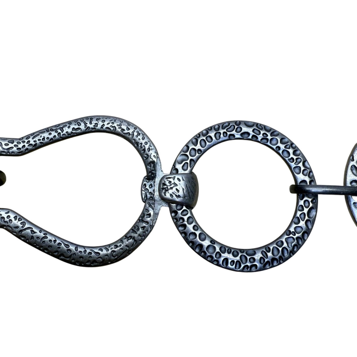 Silver-Tone Textured Metal Women’s Chain Necklace Oval & Circle Link Design