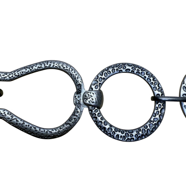 Silver-Tone Textured Metal Women’s Chain Necklace Oval & Circle Link Design