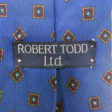 Robert Todd Ltd Mens Blue Silk Geometric Pattern Tie Classic Necktie