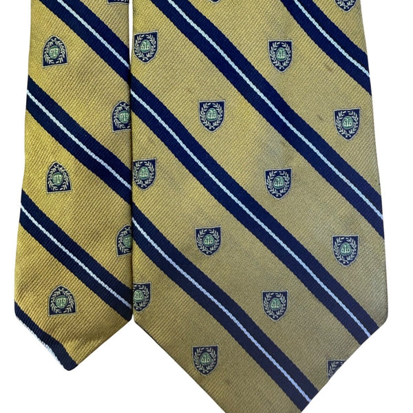 Brooks Brothers Mens Yellow & Blue Silk Striped Shield Pattern Tie