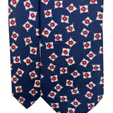 Vintage Brooks Brothers Mens Navy All Silk Tie Red White Geometric Floral Patter