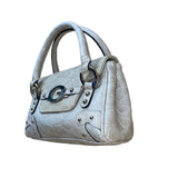 Vintage Guess Women’s Beige Faux Leather Croc Embossed G Logo Y2K Satchel Bag