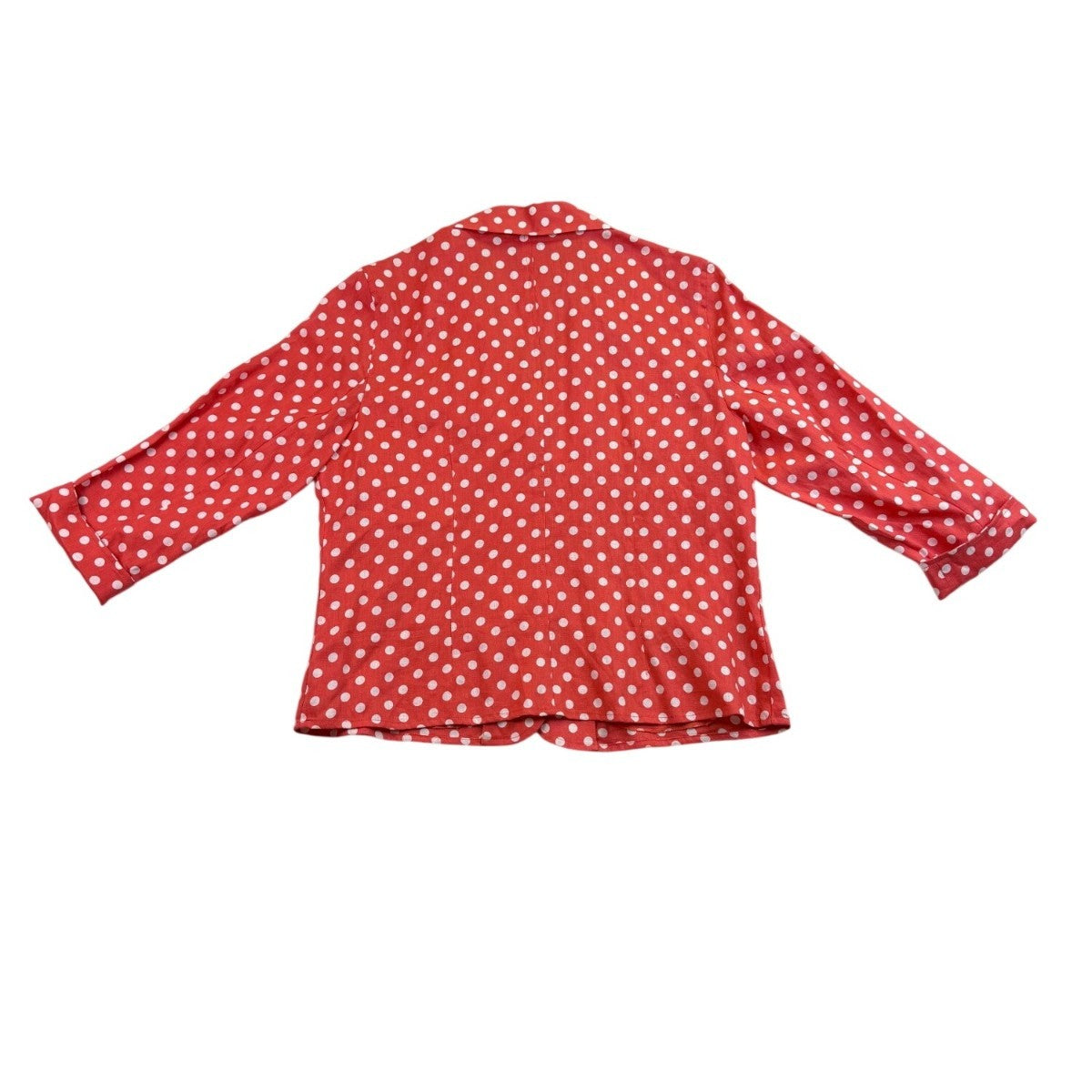 Talbots Womens Red & White Button-Up Polka Dot Blouse Lightweight Shirt Size 16