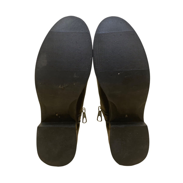 Steve Madden Women’s Black Leather Side Zipper Lanna Ankle Boots Size 6M