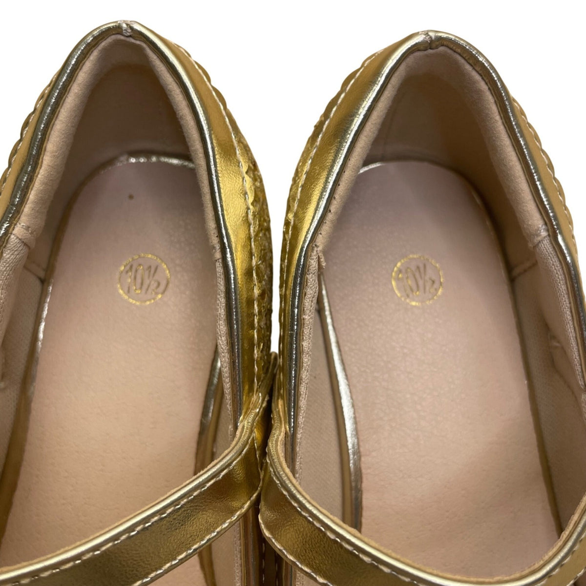 K Komforme Girls Gold Glitter Mary Jane Bow Dress Shoes Size 10.5M