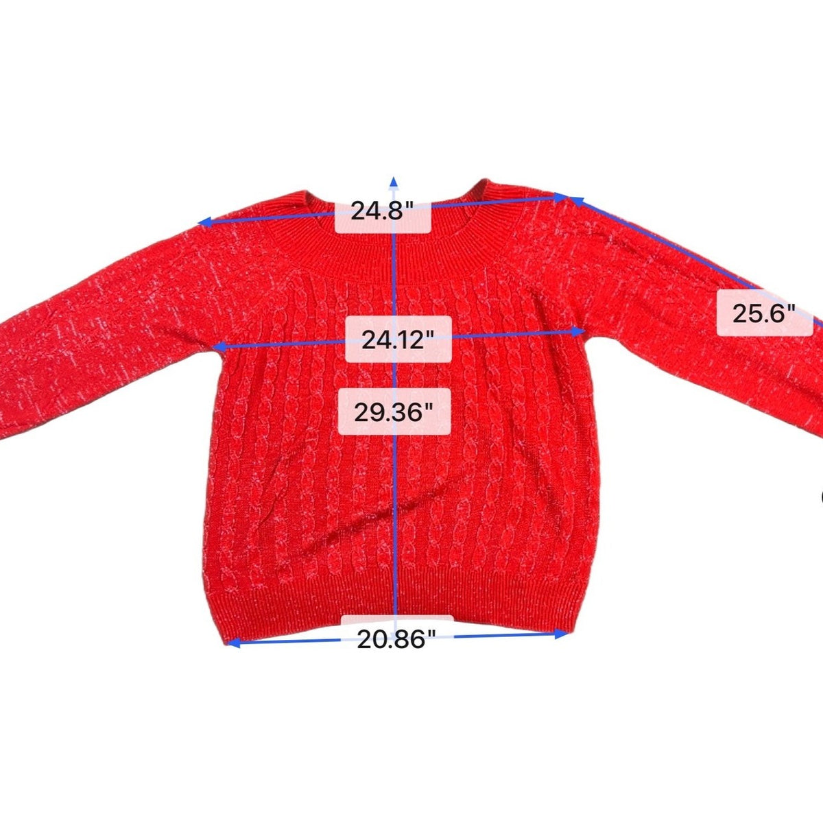 Ashley Stewart Womens Red Cable Knit Crewneck Sweater Size 22/24 