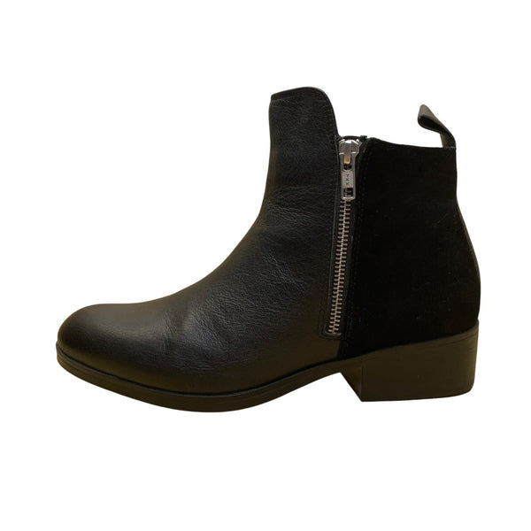 Cougar Women’s Black Leather & Suede Double Zipper Connect Ankle Boots Size 9M