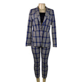 Banana Republic Womens Blue Black Plaid Pants Suit - Blazer & Slim Fit Sz 4 & 6