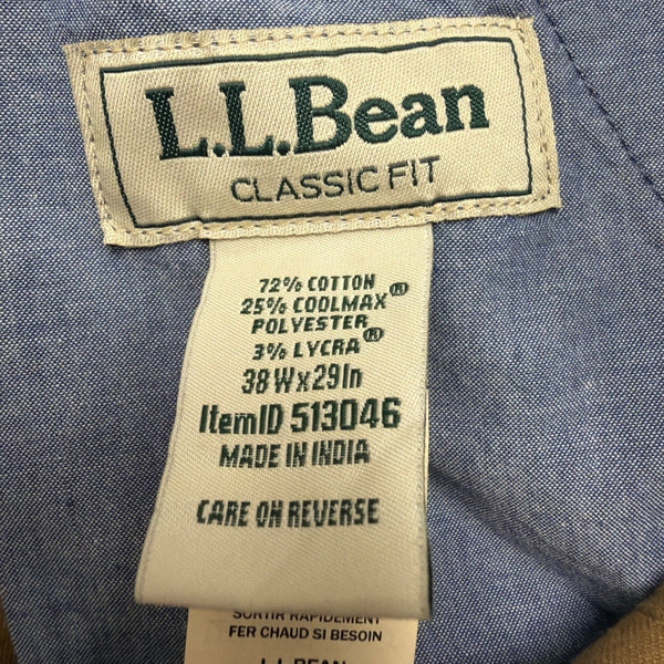 L.L.Bean Mens Khaki Coolmax Classic Fit Pants Comfortable Durable Sz 38Wx29L