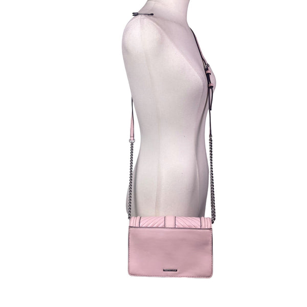 Rebecca Minkoff Women’s Pink Chevron Quilted Leather Turn Lock Crossbody Bag