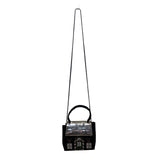 Confetti Women’s Black Velvet & Sequin Holiday House Handbag With Handle & Strap