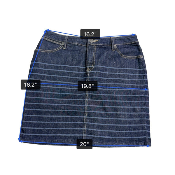 Fossil Womens Dark Wash Denim Striped Mini Skirt Fitted Casual Sz M - New
