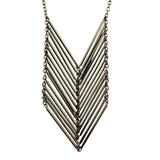 Long Gold Tone Chevron Necklace Womens Metallic Tubes Adjustable Chain