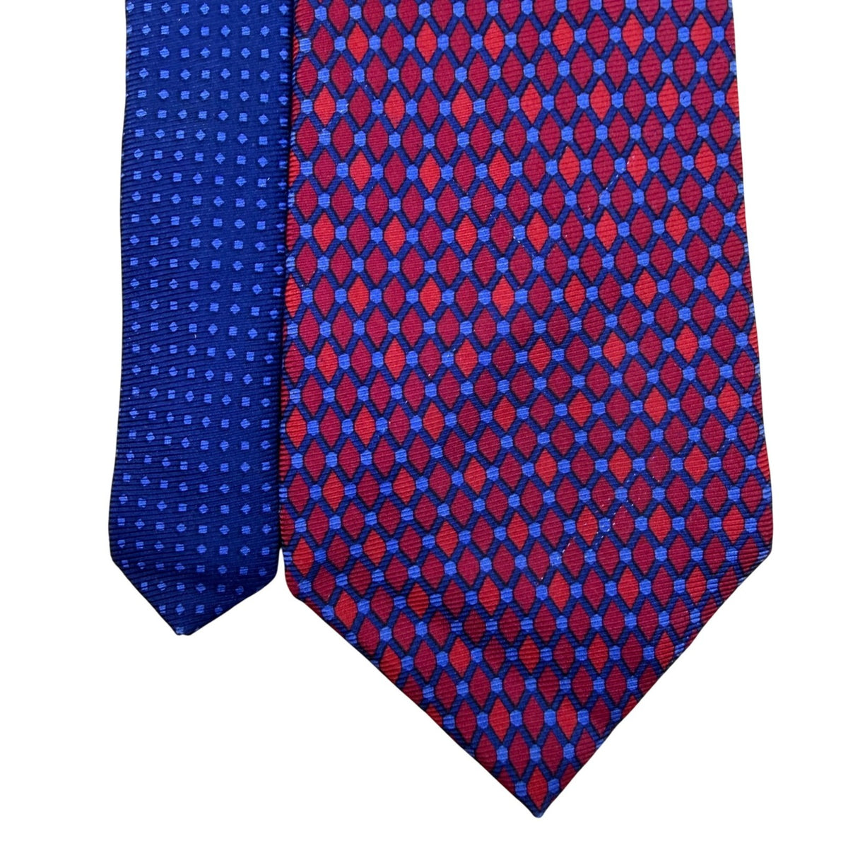 Tommy Hilfiger Mens Red & Blue 100% Silk Geometric Pattern Neck Tie Made In USA