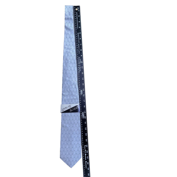 Arrow Mens Silver & Blue 100% Silk Geometric Pattern Neck Tie Versatile Design