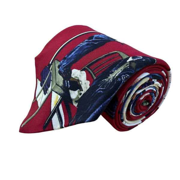 Norman Rockwell Mens Red Silk Print Tie All Season 57 In Long Novelty Canada