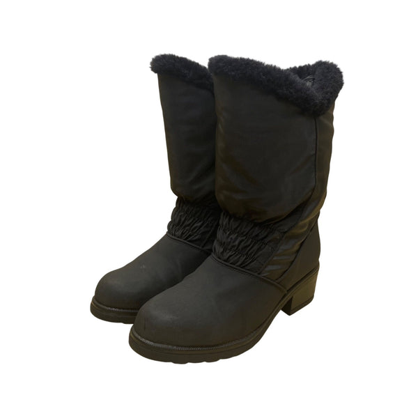 Boston Accent Women’s Black Faux Fur Weatherproof Winter Boots Size 7M
