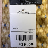 Crazy Horse Mens Gold & Blue Printed 100% Silk Tie Diamond Pattern