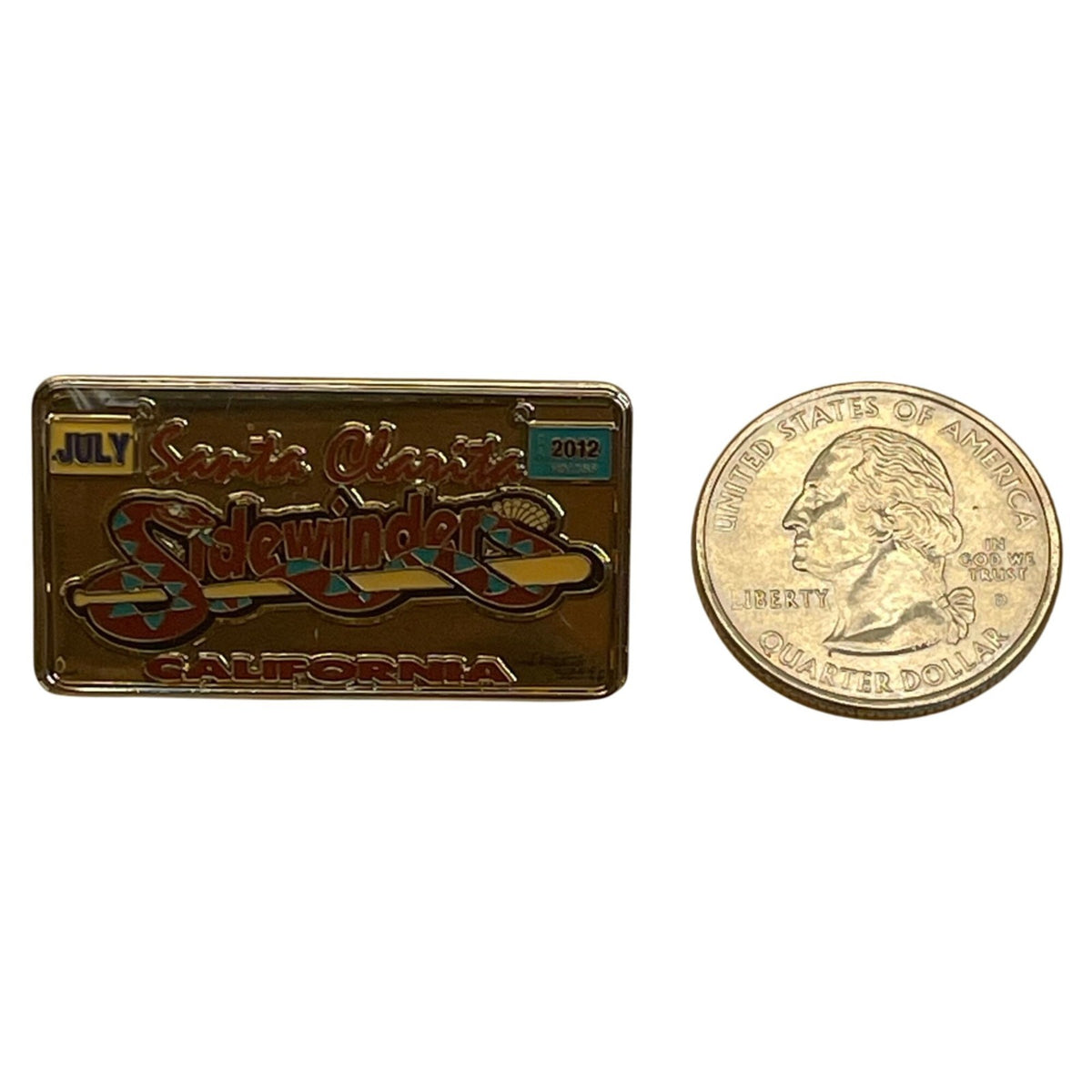 Santa Clarita Sidewinder 2012 Gold Metal Lapel Pin With July California License