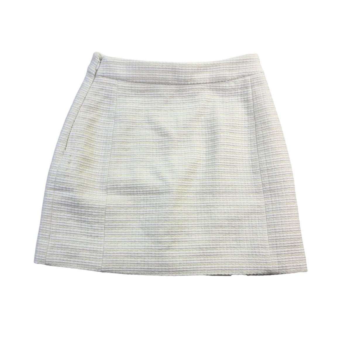 Asos Women Cream Cotton-Blend Textured Mini Skirt With Side Slits Size 2