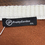 Pretty Garden Womens Brown/White Button-Front Cardigan Sweater Size XXL - New