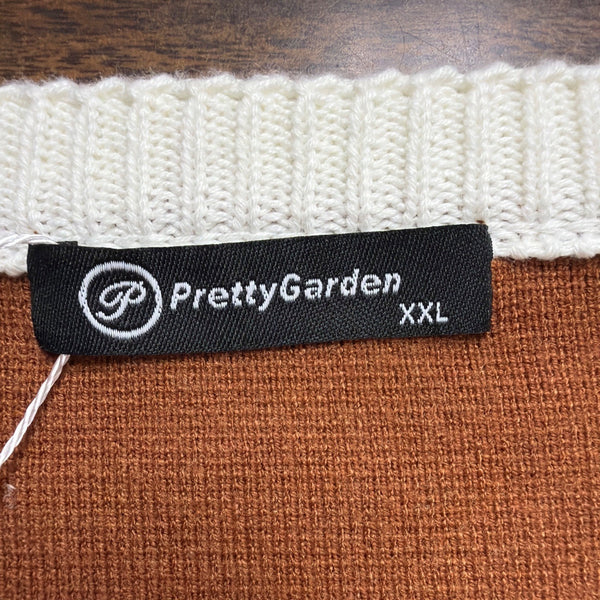 Pretty Garden Womens Brown/White Button-Front Cardigan Sweater Size XXL - New