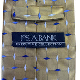 Jos. A. Bank Mens Yellow & Blue 100% Silk Handmade Geometric Print Necktie
