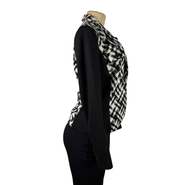 White House Black Market Womens Black & White Plaid Long Sleeve Blazer Sz 6