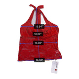 Reoria Womens Red Lace Halter Top Sheer Floral Tie-Neck Camisole Size M